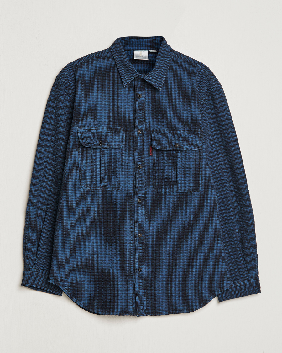Men | Shirts | Gramicci | Garment Dyed Seersucker Canyon Shirt Royal Blue