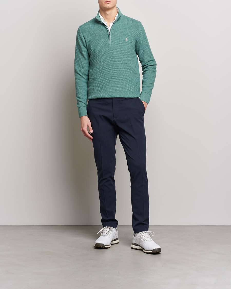 Men | Sweaters & Knitwear | Polo Ralph Lauren Golf | Cotton Jersey Half Zip Green Heather