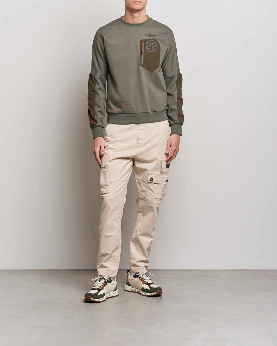 Men | Sweaters & Knitwear | Aeronautica Militare | Felpa Girocollo Zip Sweater Dark Green