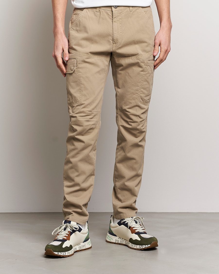 Men | Cargo Trousers | Aeronautica Militare | Stretch Cotton Pocket Pants Sand