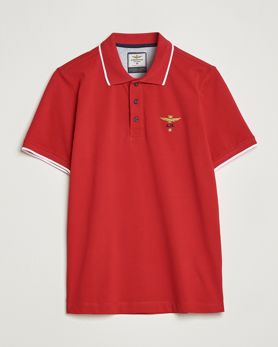 Men | Polo Shirts | Aeronautica Militare | Garment Dyed Cotton Polo Red