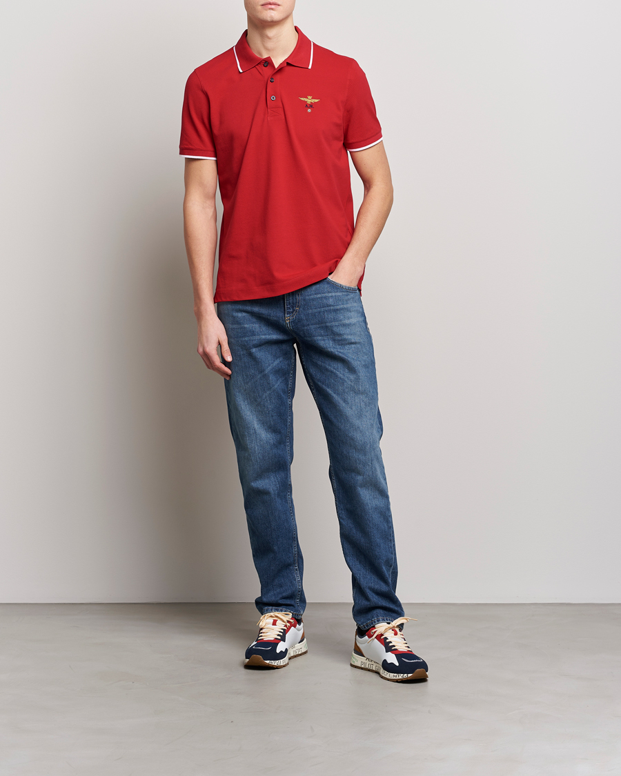 Men | Polo Shirts | Aeronautica Militare | Garment Dyed Cotton Polo Red