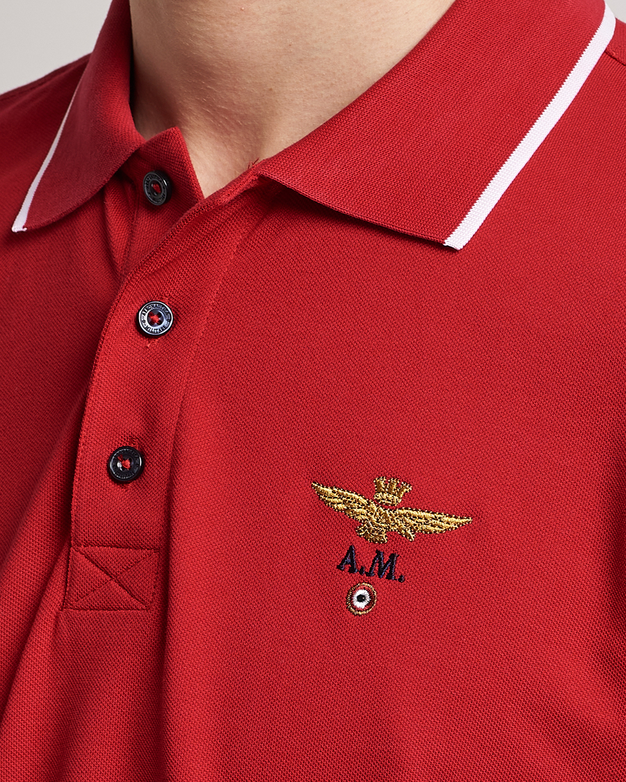 Men | Polo Shirts | Aeronautica Militare | Garment Dyed Cotton Polo Red