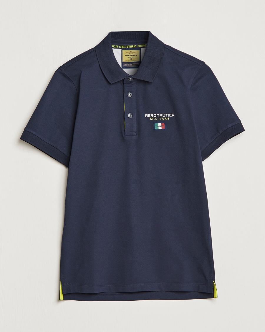 Men | Polo Shirts | Aeronautica Militare | Stretch Cotton Polo Navy Blue