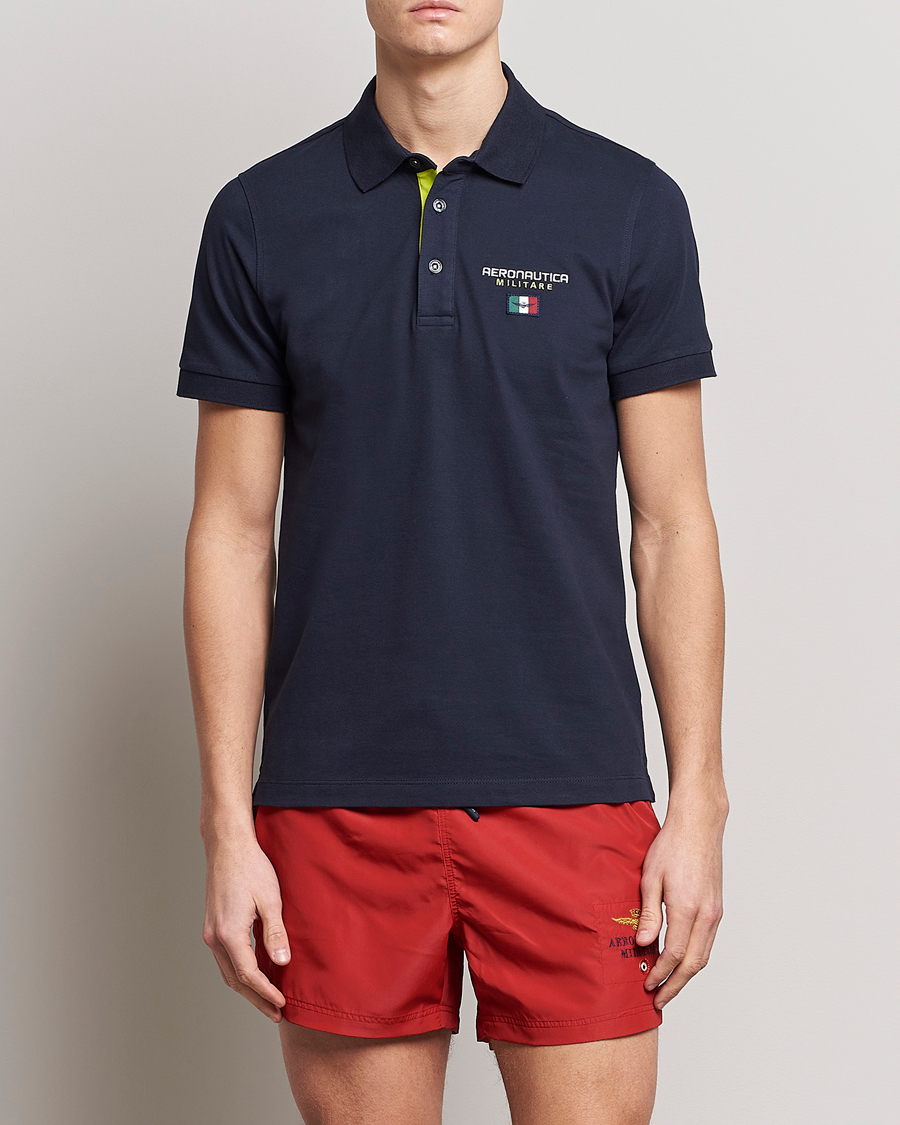 Men | Polo Shirts | Aeronautica Militare | Stretch Cotton Polo Navy Blue