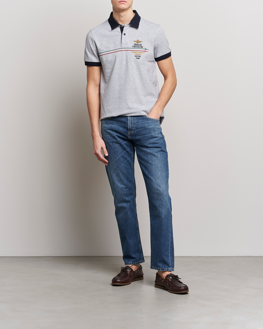 Men | Polo Shirts | Aeronautica Militare | Contrast Collor Polo Melange Grey