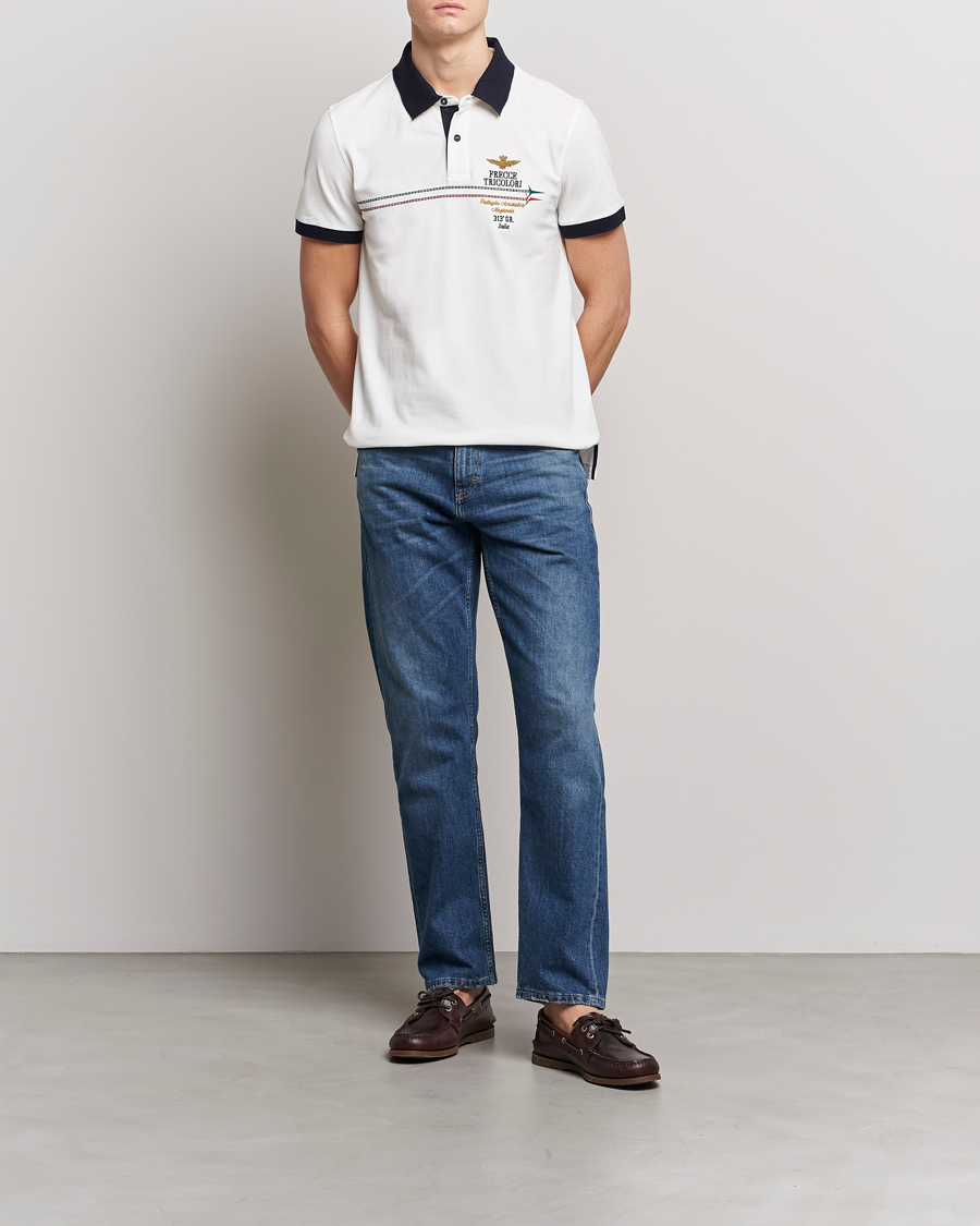 Men | Polo Shirts | Aeronautica Militare | Contrast Collar Polo Off White