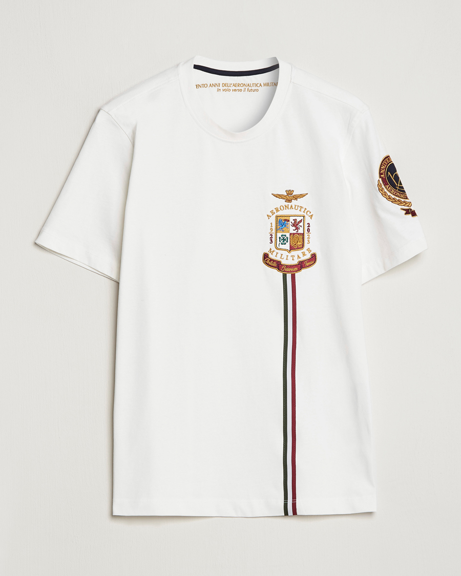 Men | T-Shirts | Aeronautica Militare | Tape Cotton T-Shirt White Cream