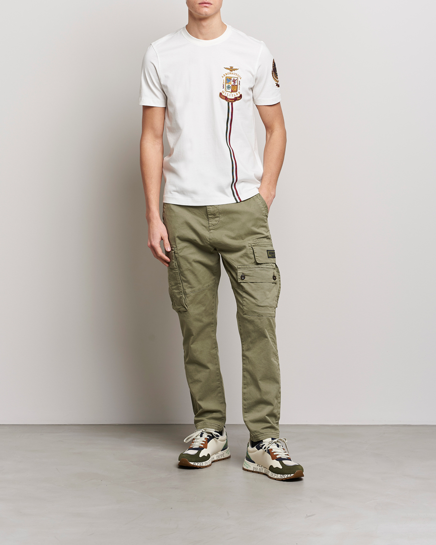 Men | T-Shirts | Aeronautica Militare | Tape Cotton T-Shirt White Cream