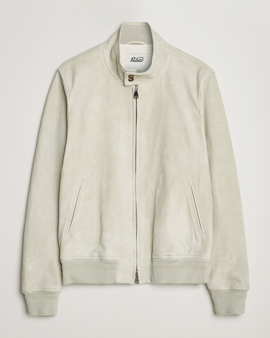 Men | Coats & Jackets | Valstar | Suede Zip Blouson Silver Grey