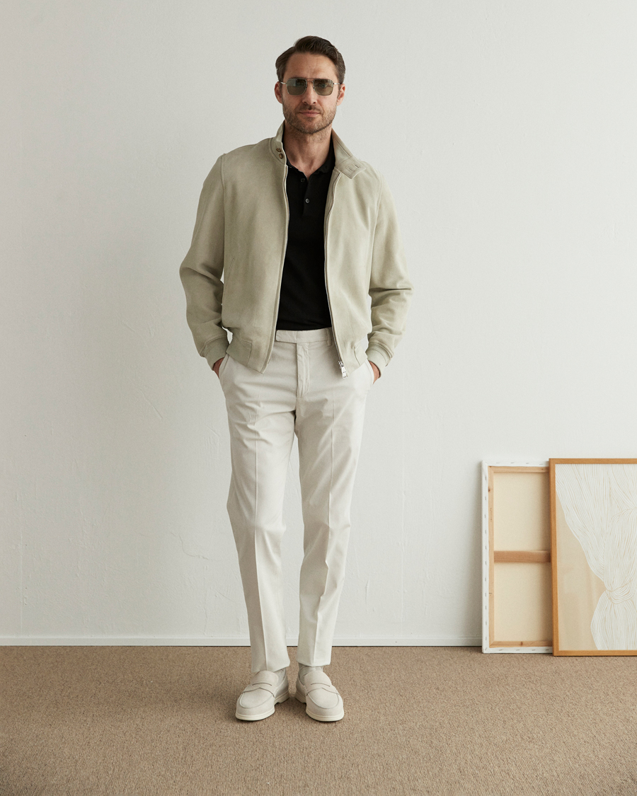 Men | Coats & Jackets | Valstar | Suede Zip Blouson Silver Grey