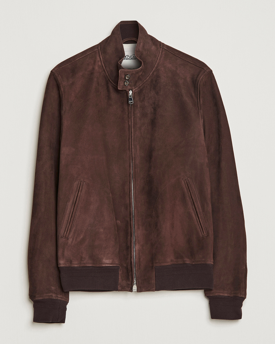 Men | Coats & Jackets | Valstar | Suede Zip Blouson Dark Brown