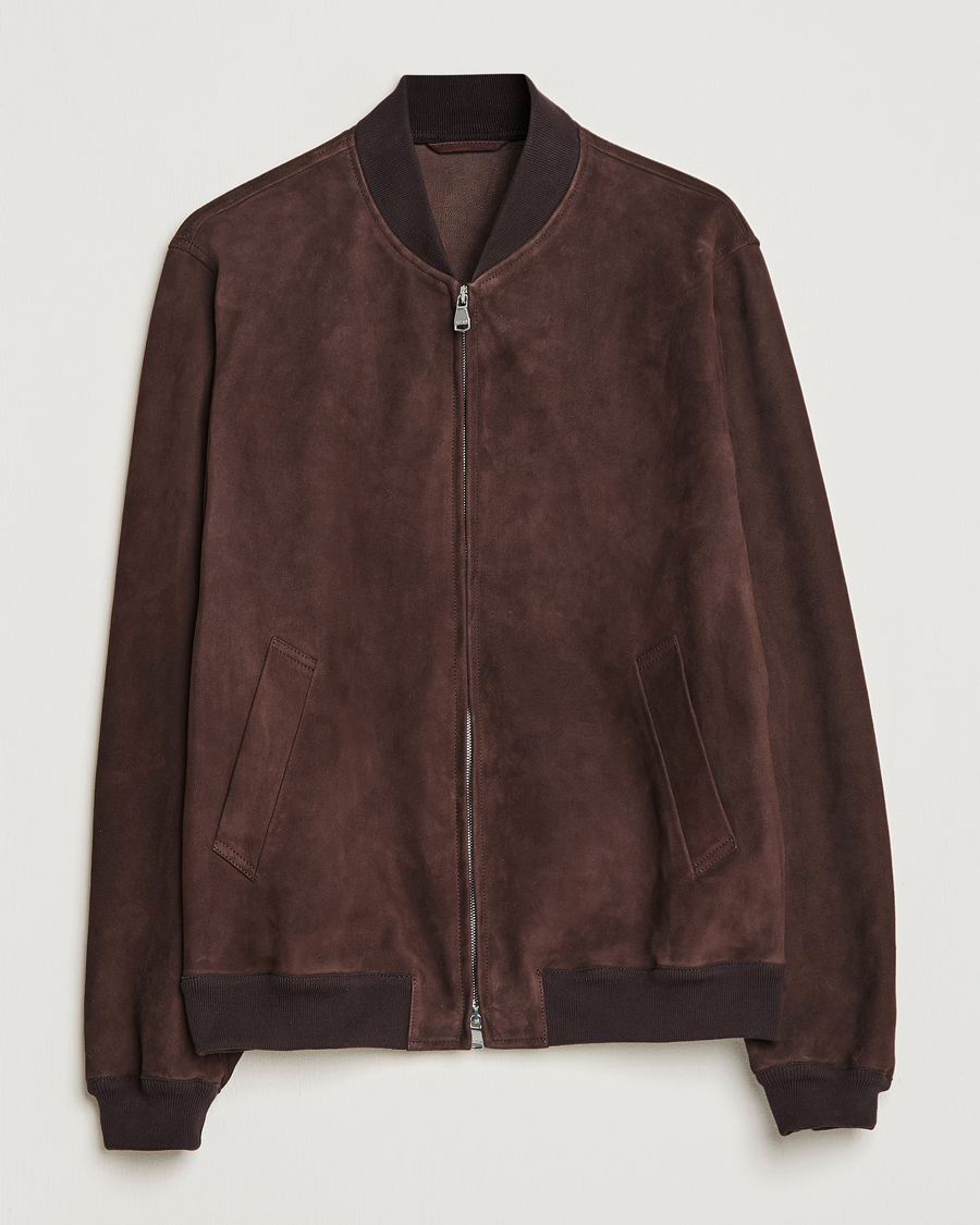 Men | Coats & Jackets | Valstar | Suede Bomber Jacket Dark Brown