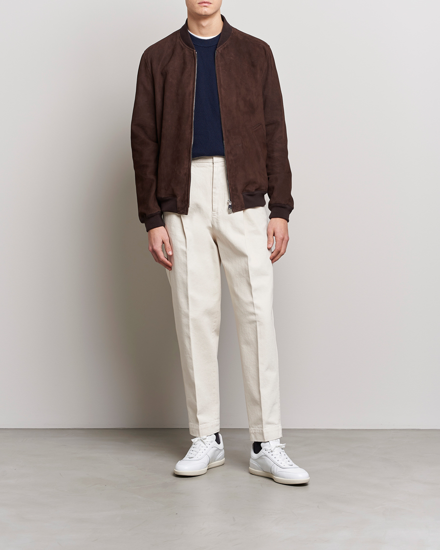 Men | Coats & Jackets | Valstar | Suede Bomber Jacket Dark Brown
