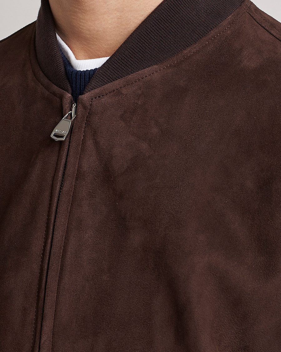 Men | Coats & Jackets | Valstar | Suede Bomber Jacket Dark Brown