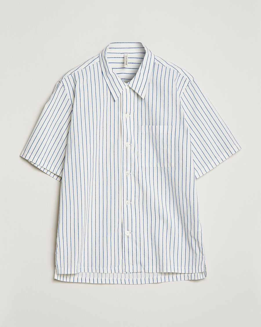 Men | Shirts | Sunflower | Spacey Striped Camp Shirt Blue/White