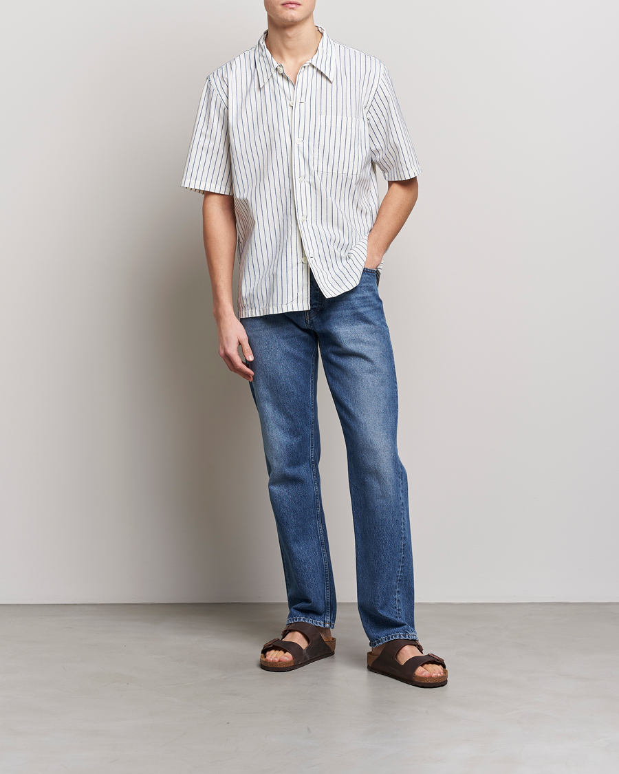 Men | Shirts | Sunflower | Spacey Striped Camp Shirt Blue/White