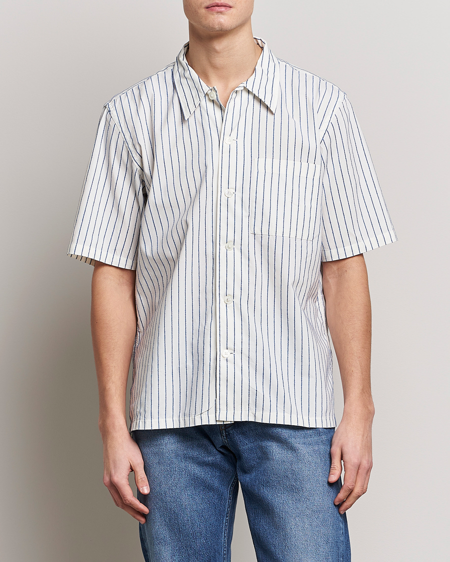 Men | Shirts | Sunflower | Spacey Striped Camp Shirt Blue/White