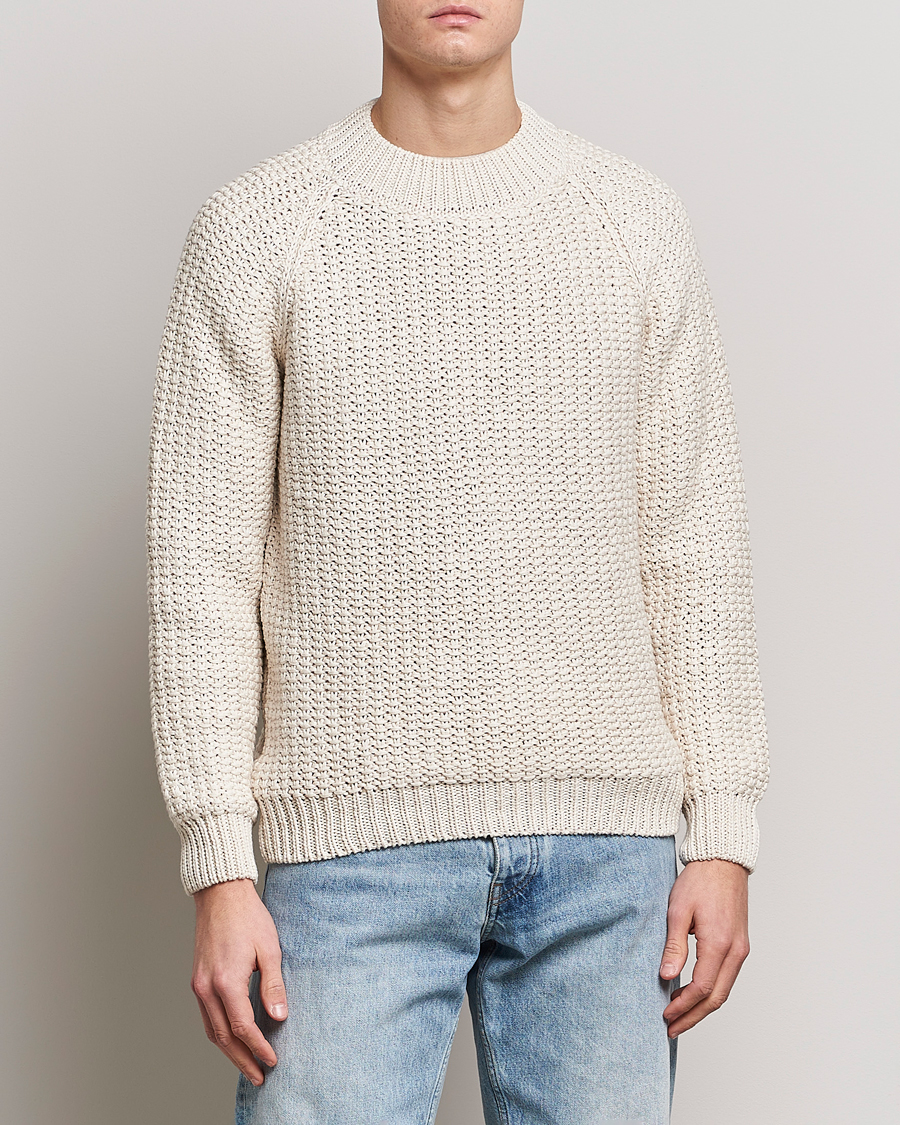 Men | Knitted Jumpers | Sunflower | Tape Heavy Sweater Off White