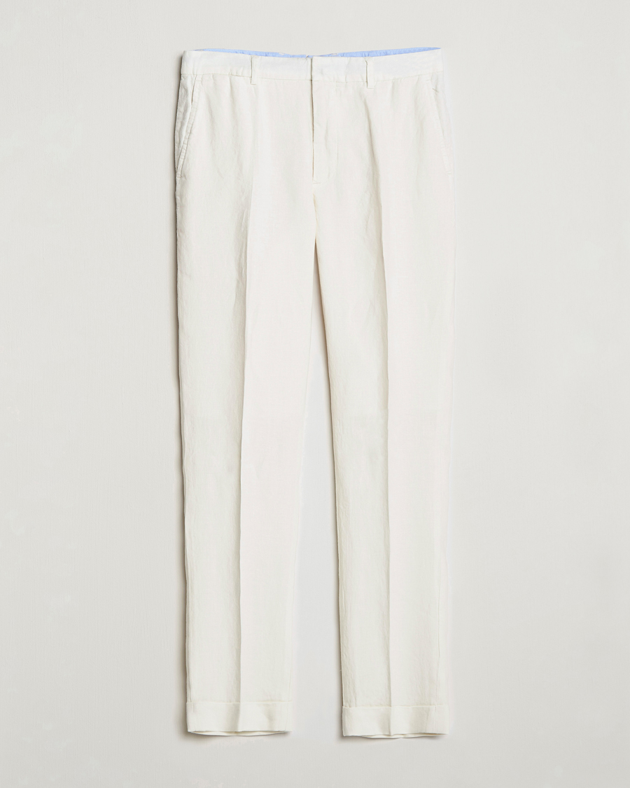 Men | Trousers | Polo Ralph Lauren | Linen Pleated Trousers Cream