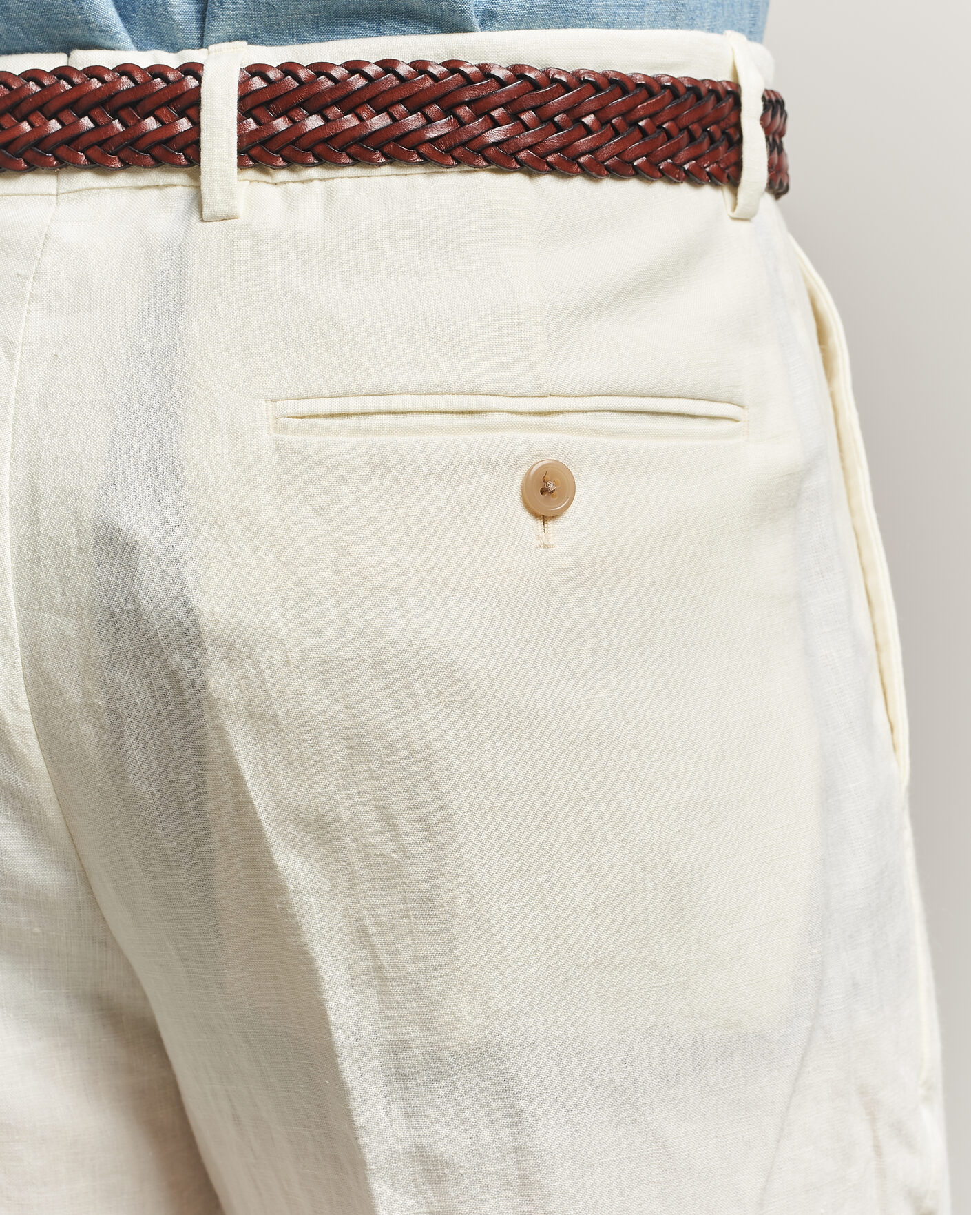 Men | Trousers | Polo Ralph Lauren | Linen Pleated Trousers Cream