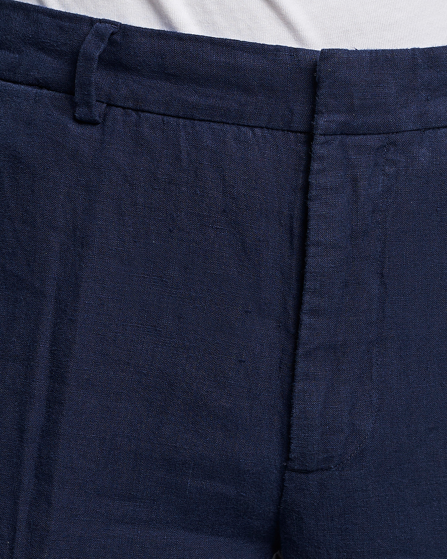 Men | Trousers | Polo Ralph Lauren | Linen Pleated Trousers Navy