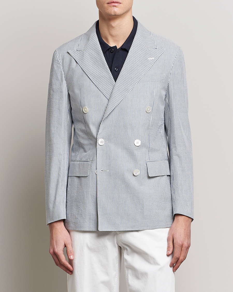Men | Blazers | Polo Ralph Lauren | Cotton Seersucker Sportcoat Cream/Antique Blue