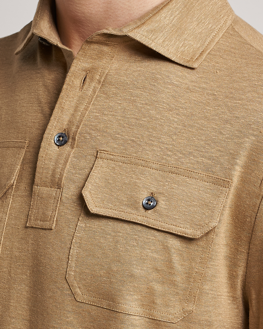 Men | Sweaters & Knitwear | Ralph Lauren Purple Label | Linen Jersey Popover Icon Khaki