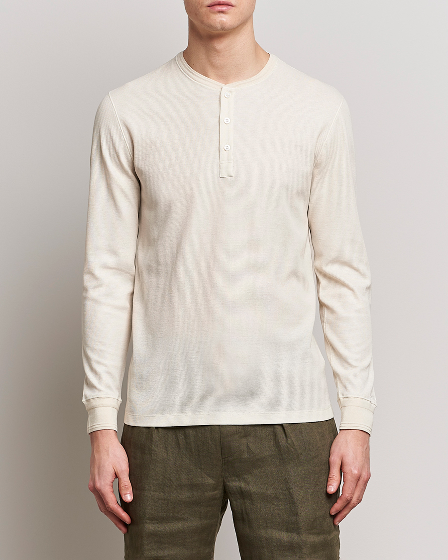 Ralph Lauren Purple Label Cotton/Silk Henley Cream at CareOfCarl.com