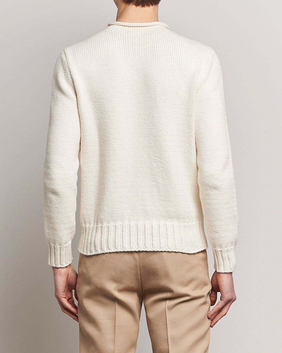 Men | Sweaters & Knitwear | Ralph Lauren Purple Label | Caged Cotton Rib Sweater Natural