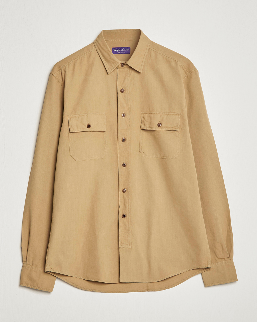 Men | Shirts | Ralph Lauren Purple Label | Cotton Explorer Shirt Khaki