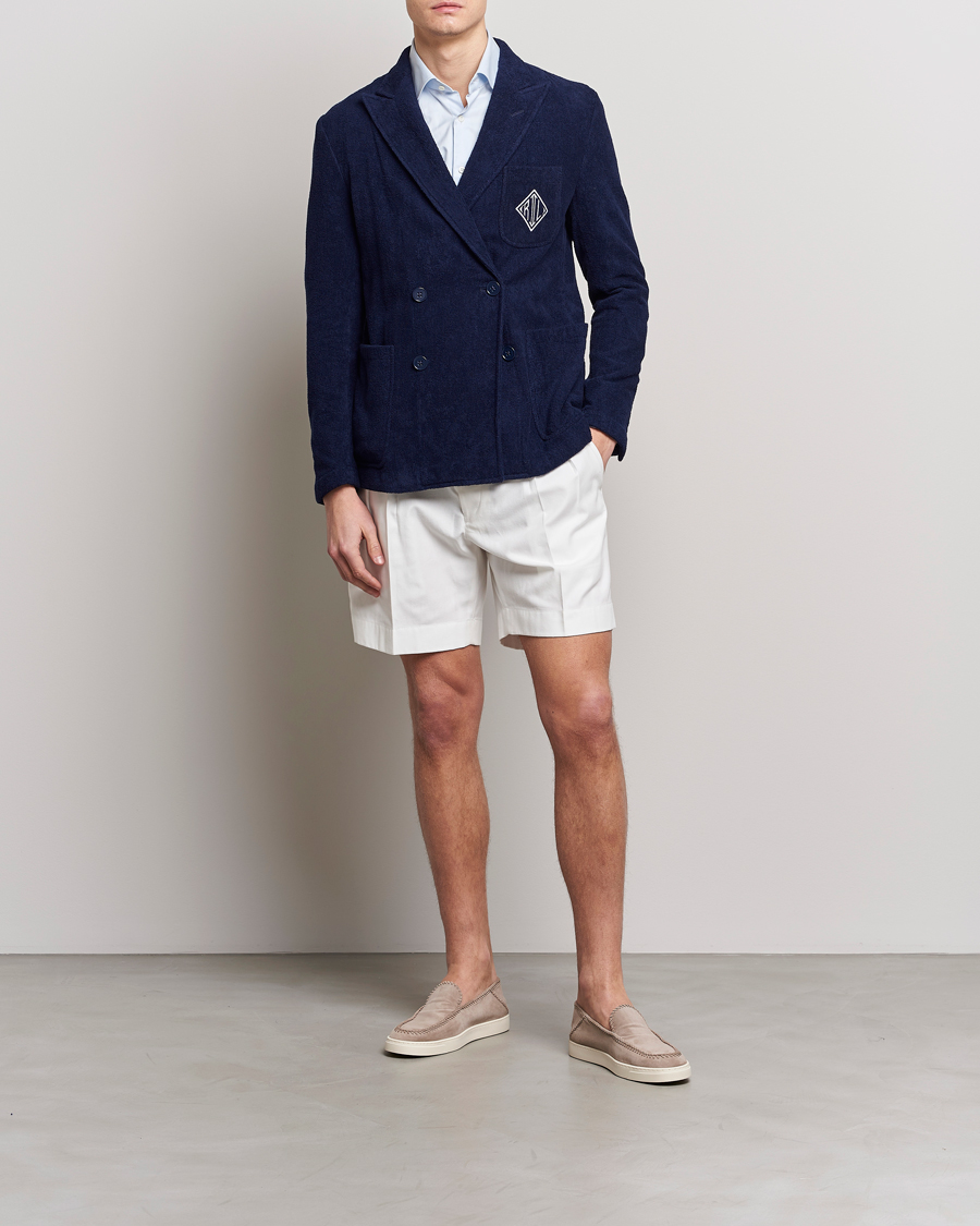 Men | Shorts | Ralph Lauren Purple Label | High Waist Linen Shorts Ivory
