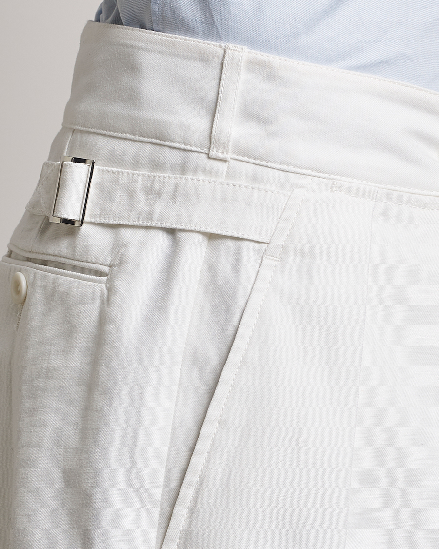 Men | Shorts | Ralph Lauren Purple Label | High Waist Linen Shorts Ivory