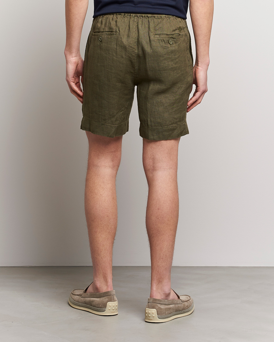 Men | Shorts | Ralph Lauren Purple Label | Rumpled Linen Shorts Olive
