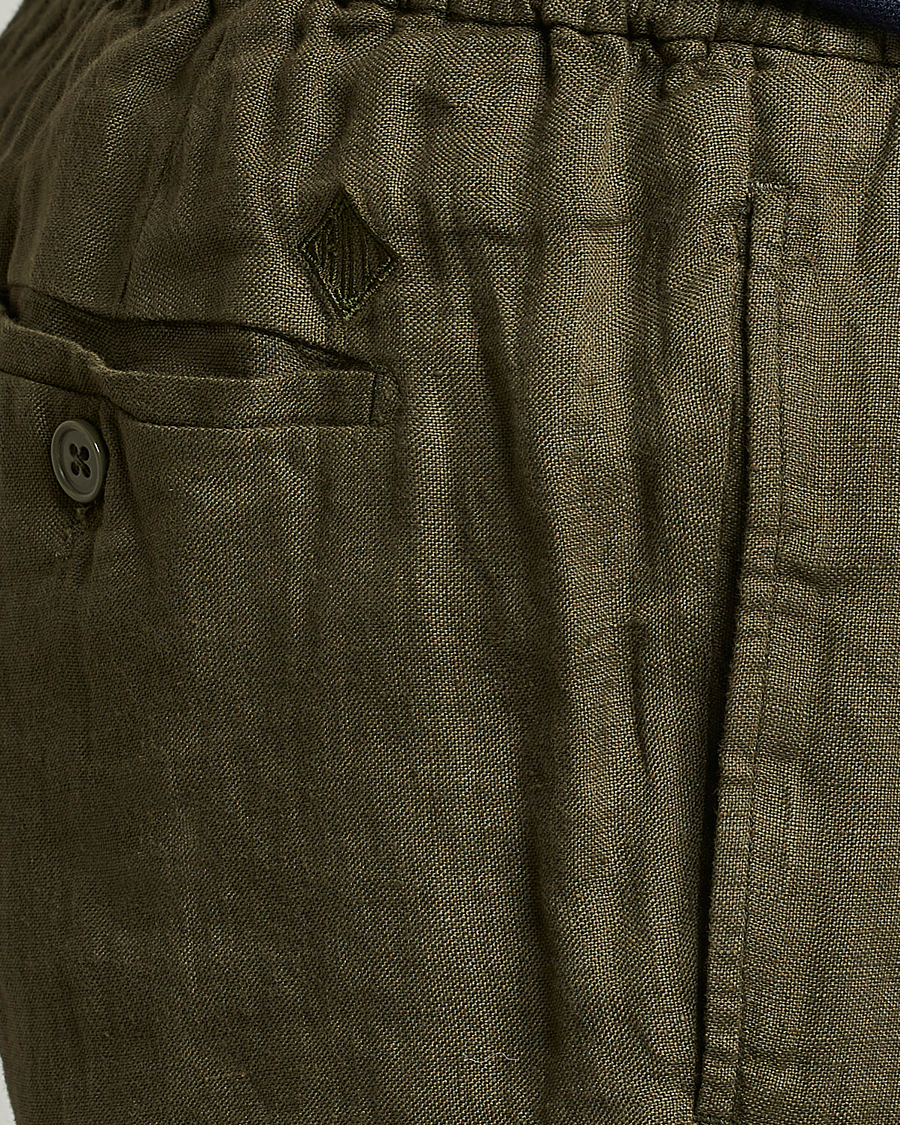 Men | Shorts | Ralph Lauren Purple Label | Rumpled Linen Shorts Olive