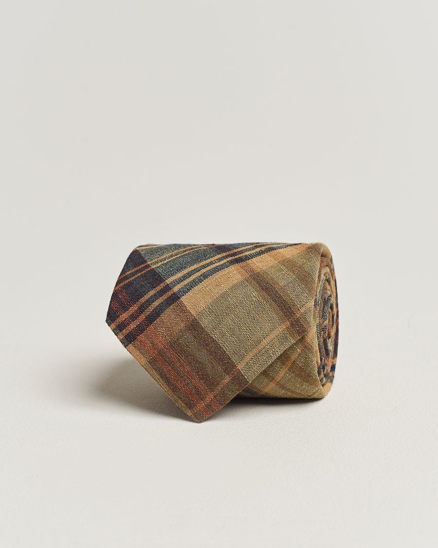 Men | Ralph Lauren Purple Label Plaid LinenTie Khaki Multi | Ralph Lauren Purple Label | Plaid LinenTie Khaki Multi