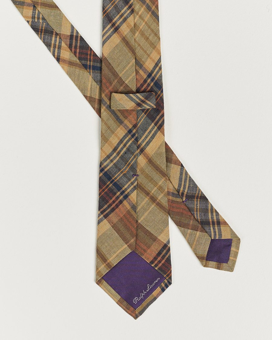 Men |  | Ralph Lauren Purple Label | Plaid LinenTie Khaki Multi