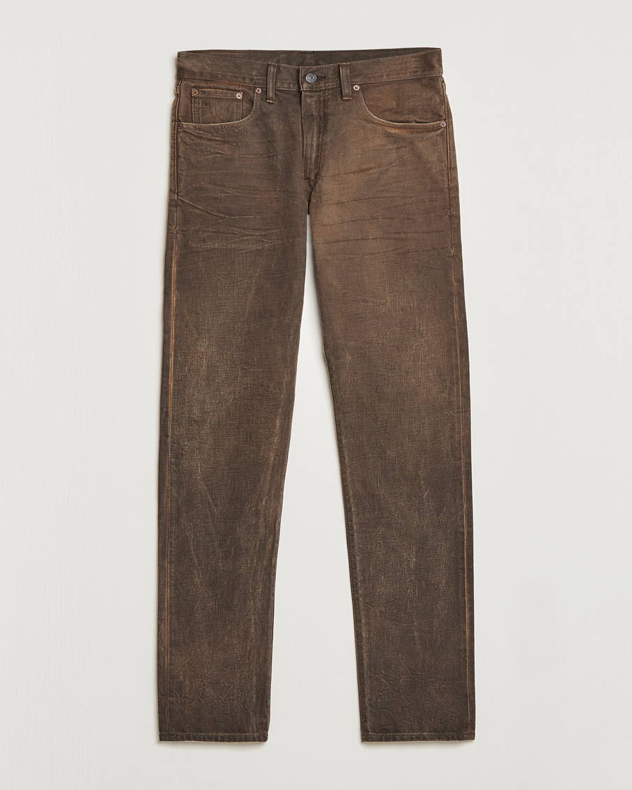 Men | Jeans | RRL | Slim Fit 5-Pocket Denim Distressed Brown Wash