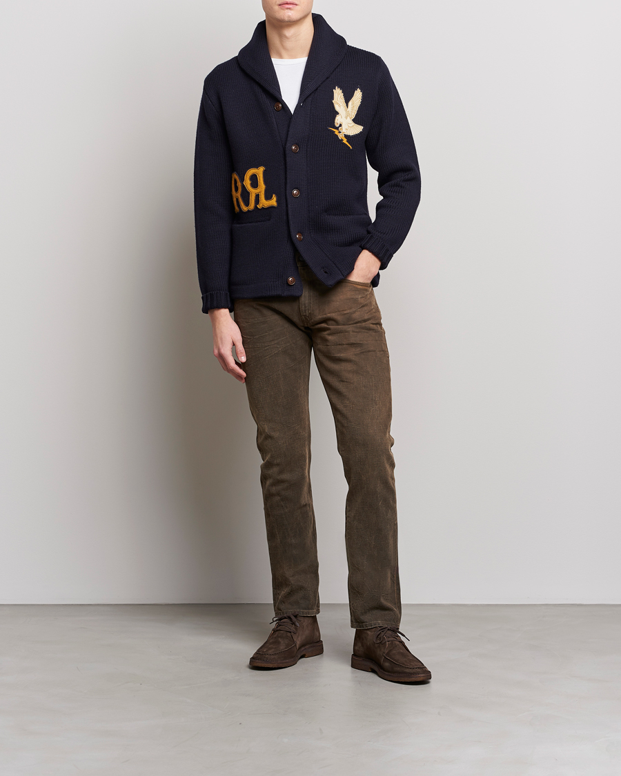 トップス RRL EAGLE PATCHED SHAWL COLLAR CARDIGAN RRL Eagle Patch Shawl Cardigan Navy at CareOfCarl.com