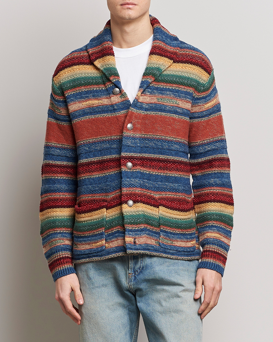 Men | Sweaters & Knitwear | RRL | Wool/Linen Blend Shawl Cardigan Red Multi