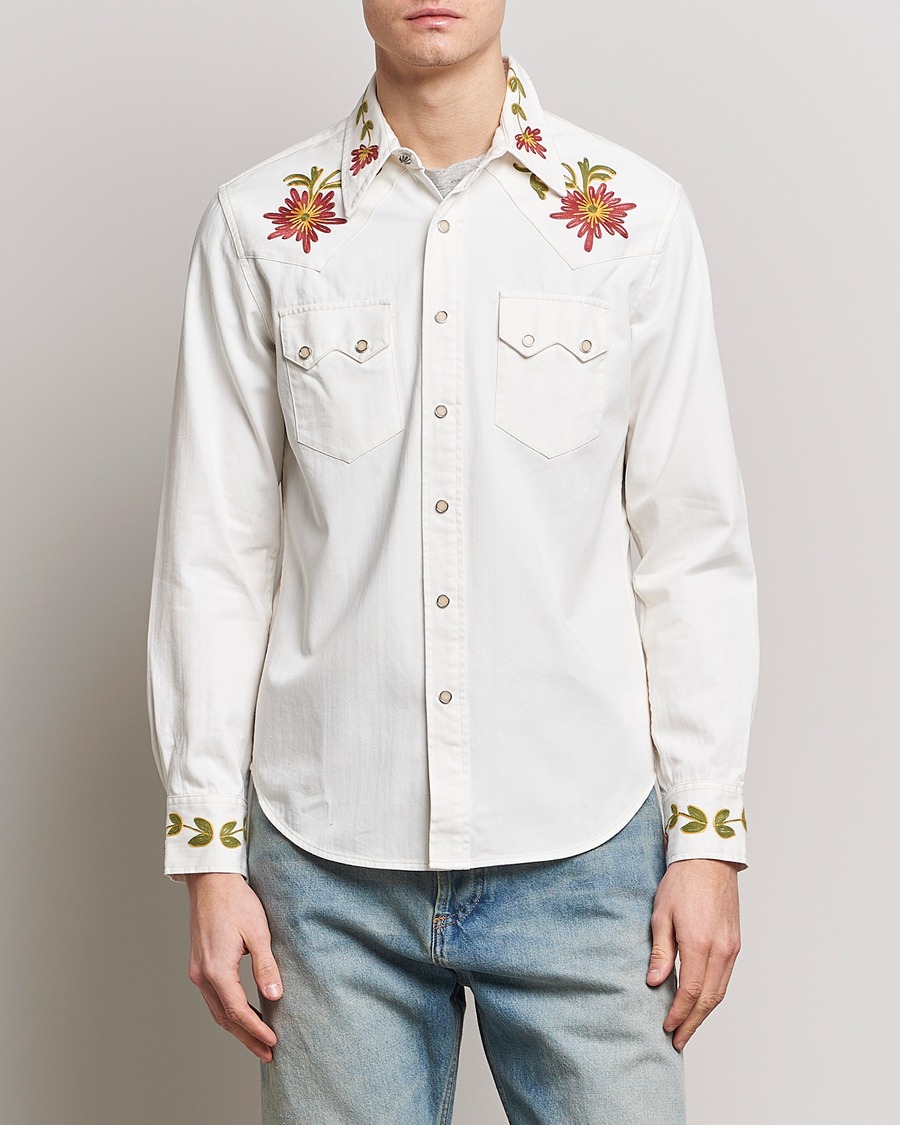 Men | American Heritage | RRL | Sawtooth Western Embroidered Shirt White Wash