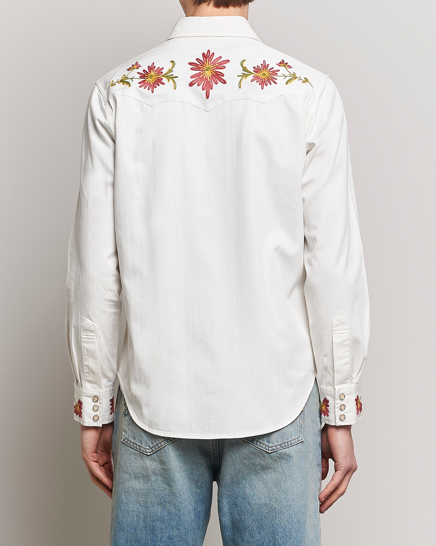 RRL Sawtooth Western Embroidered Shirt White Wash at