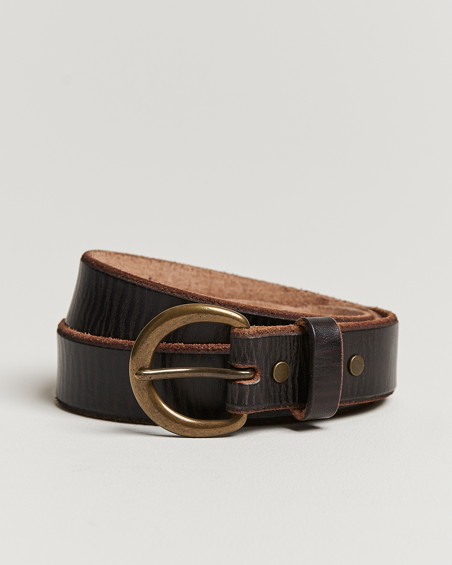 Men | RRL Terramce Tumbled Leather Belt Dark Brown | RRL | Terramce Tumbled Leather Belt Dark Brown
