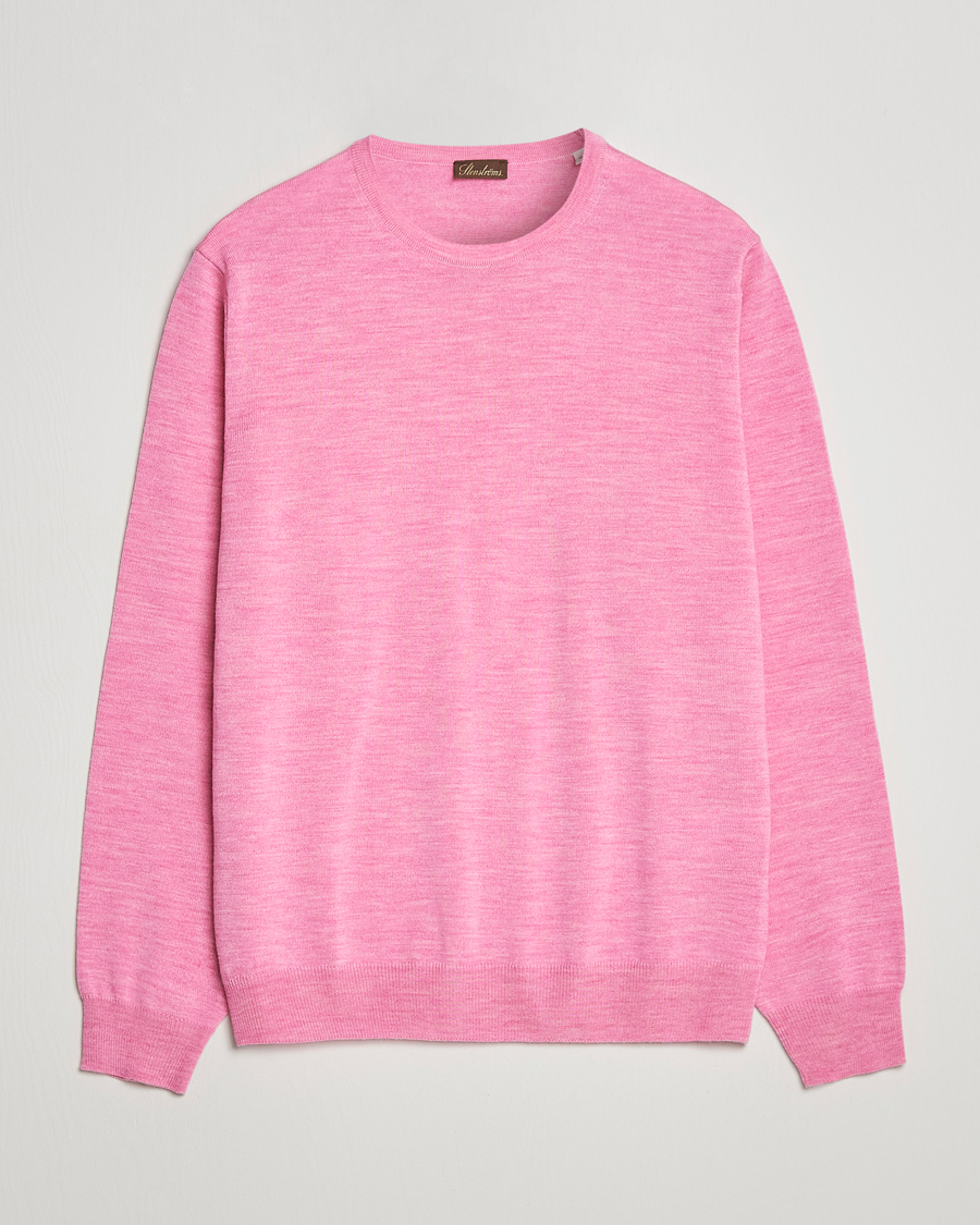 Men | Sweaters & Knitwear | Stenströms | Merino Crew Neck Pink