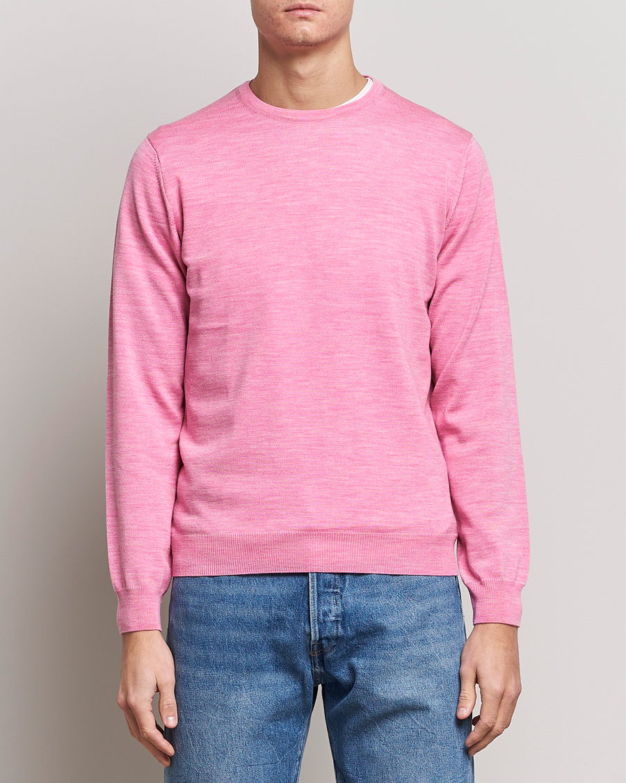 Men | Sweaters & Knitwear | Stenströms | Merino Crew Neck Pink
