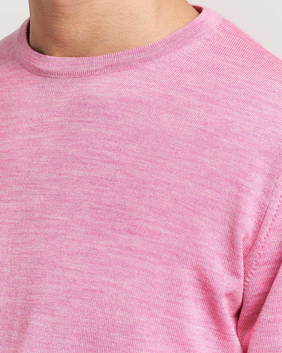 Men | Sweaters & Knitwear | Stenströms | Merino Crew Neck Pink