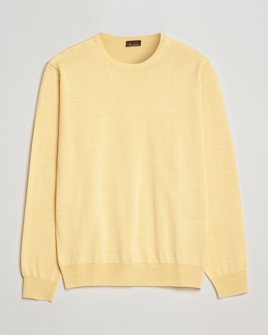 Men | Sweaters & Knitwear | Stenströms | Merino Crew Neck Yellow