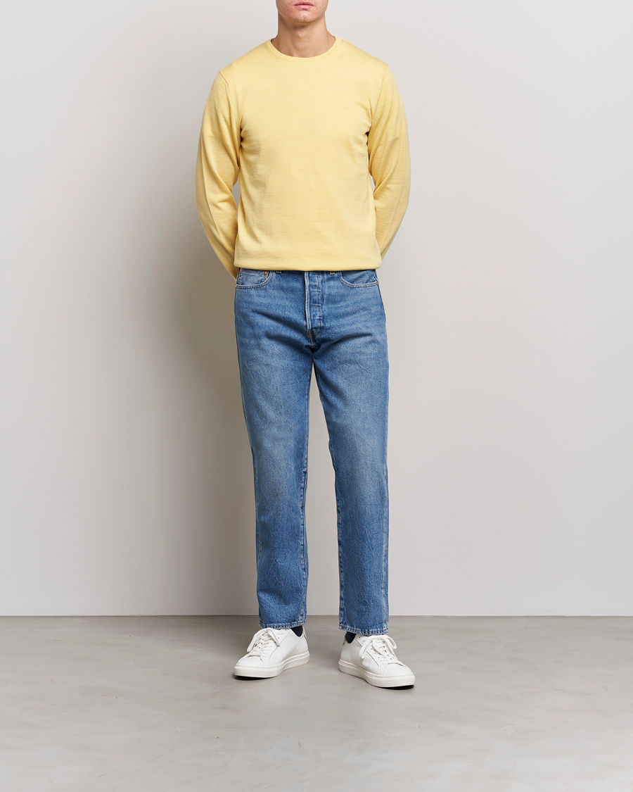 Men | Sweaters & Knitwear | Stenströms | Merino Crew Neck Yellow