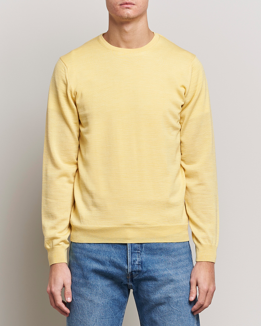 Men | Sweaters & Knitwear | Stenströms | Merino Crew Neck Yellow