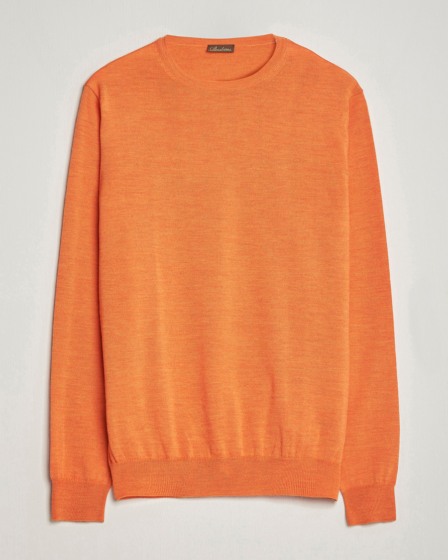 Men | Sweaters & Knitwear | Stenströms | Merino Crew Neck Orange